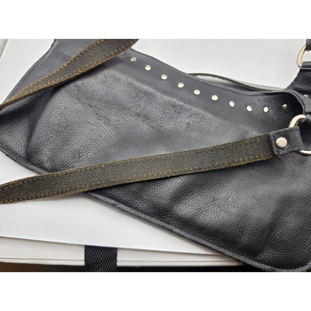 Harley-Davidson Black Pebbled Leather Studded Small Shoulder Bag Hobo Purse - Picture 10 of 11